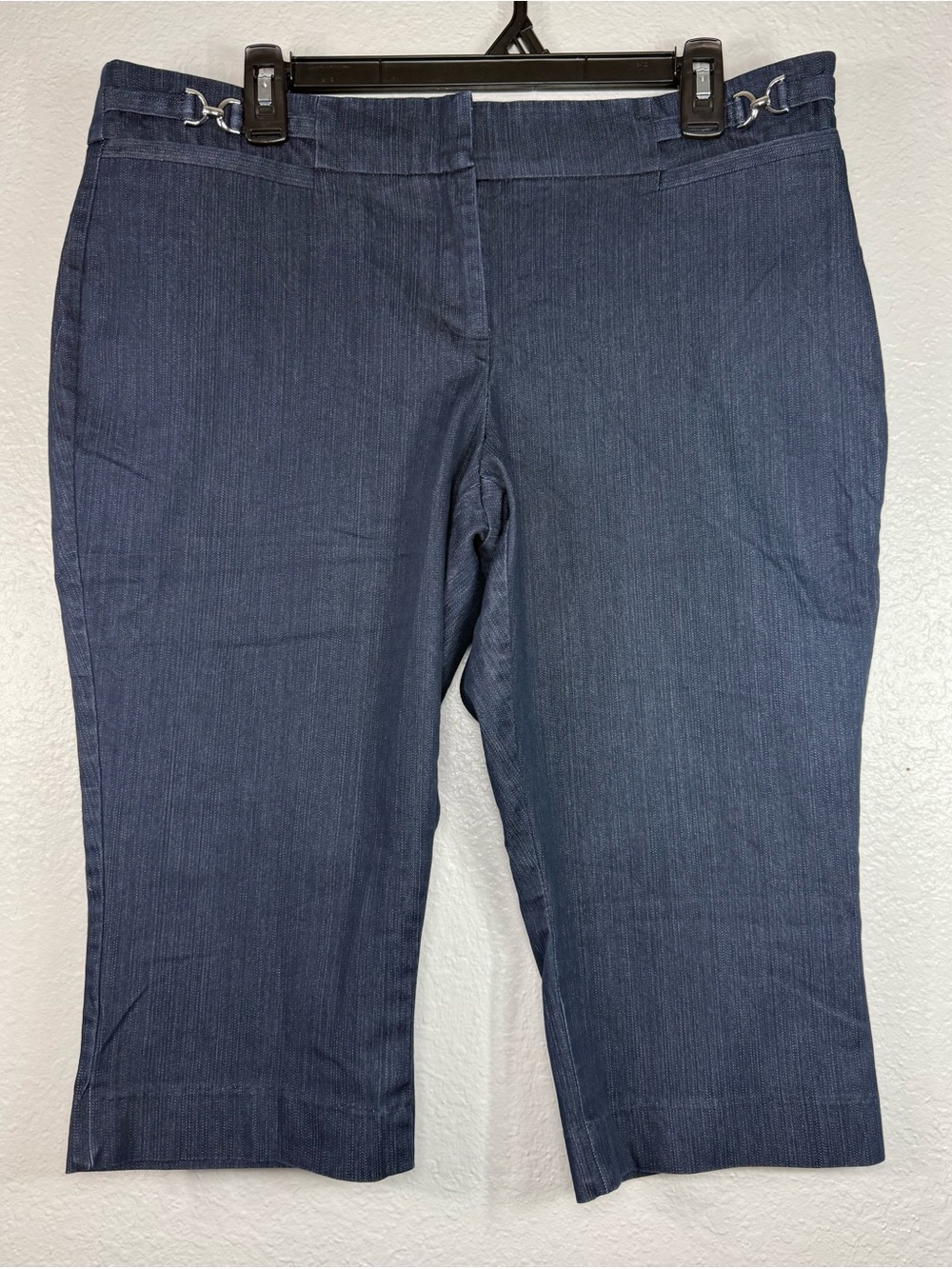 New York & Company Womens Stretch Capri Jeans Cropped Denim‎ Dark Blue Size 12